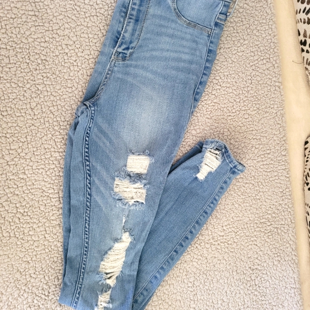 Hollister highrise ripped jean legging light wash
